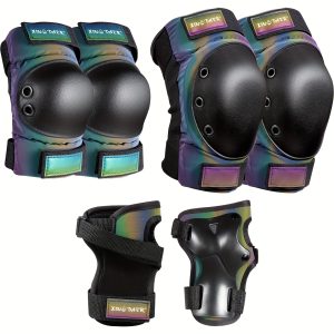 XINGDART Adult Protective Gear Set, 3-in-1 Knee Pads, Elbow Pads, Wrist Guards for Skateboarding, Roller Skating, Inline Skating, Scootering, Biking - Mixed Color, Buckle Closure, Nylon, Ages 14+ - 6 Piece Set