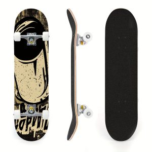 Hip Hop Comics Vintage Room Aesthetic Spray Paint Can Splatter Skateboards - 8 Layer Canadian Maple 31''x 8'' Complete Double Kick Concave Skateboard for Tricks - Ideal for Beginners, Teens, and Adults