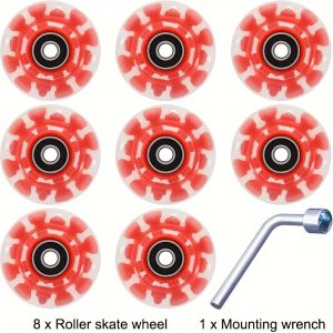 8 Pack Roller Skate Wheels With Bearings Installed Quad Light Up Wheels For Double Row Skating And Skateboard 82A