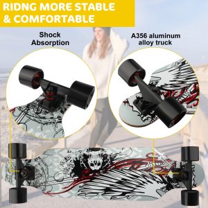 longboard skateboard Complete Cruiser, 31 inch Small Pro Longboards with T-Tool for Cruising, Carving, Freestyle and Downhill